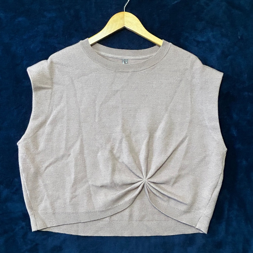 Anthropologie Gemi Cap Sleeve Sweater Top Sleeveless Knit 1X Taupe Gray Viscose